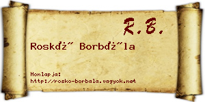 Roskó Borbála névjegykártya