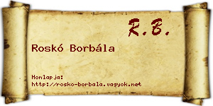 Roskó Borbála névjegykártya